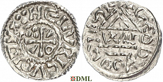 Денарий, Германия, Бавария, Heinrich II (1002-1024), м.д. Salzburg, монетарий WΛ, Hahn 1976, 89b2