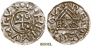 Денарий, Германия, Бавария, Heinrich II (985–995), м.д. Regensburg, монетарий ELLN, Hahn 1976, 22c2.2
