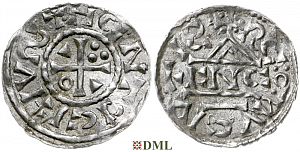 Денарий, Германия, Бавария, Heinrich II (1002-1024), м.д. Regensburg, монетарий ENCO, Hahn 1976, 27d8.2