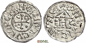 Обол, Германия, Бавария, Heinrich II (1002-1024), м.д. Regensburg, монетарий EHCO, Hahn 1976, 28d8