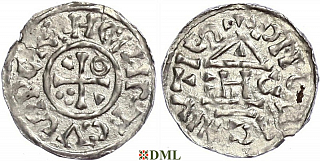 Обол, Германия, Бавария, Heinrich II (1002-1024), м.д. Regensburg, монетарий EHCO, Hahn 1976, 28d8