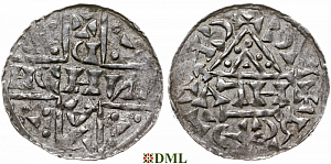 Денарий, Германия, Бавария, Heinrich V (1018-1026), м.д. Regensburg, монетарий АГН, Hahn 1976, 31a6