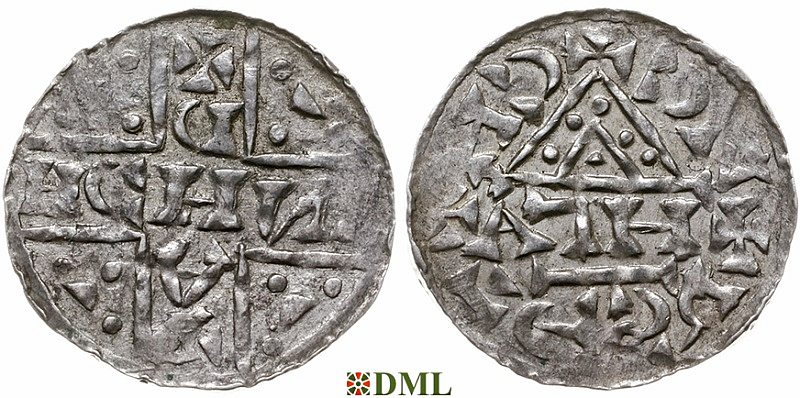 Денарий, Германия, Бавария, Heinrich V (1018-1026), м.д. Regensburg, монетарий АГН, Hahn 1976, 31a6