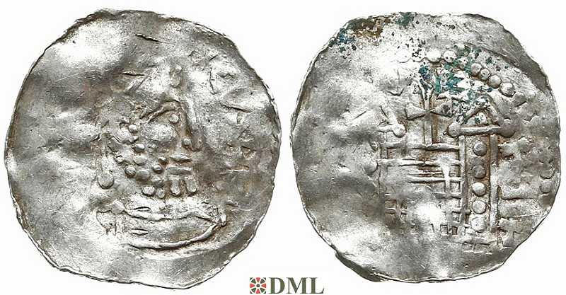 Денарий, Германия, Верхняя Лотарингия, Heinrich II (1002-1024), м.д. Trier, Dbg. 462