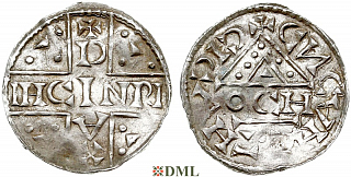 Денарий, Германия, Бавария, Heinrich V (1018-1026), м.д. Regensburg, монетарий OCH, Hahn 1976, 31f1