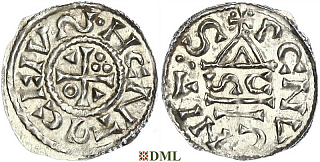 Денарий, Германия, Бавария, Heinrich II (1002-1024), м.д. Regensburg, монетарий SC, Hahn 1976, 27h4