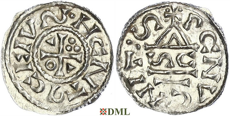 Денарий, Германия, Бавария, Heinrich II (1002-1024), м.д. Regensburg, монетарий SC, Hahn 1976, 27h4
