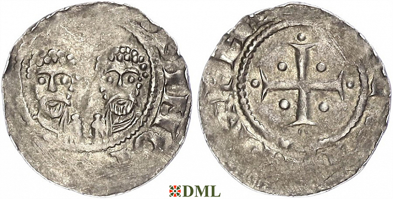 Обол, Германия, Саксония, Heinrich III (1046-1056), м.д. Goslar, Dbg. 1581 var.