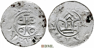 Денарий, Германия, Саксония, Otto III (983-1002), м.д. Goslar, type OA