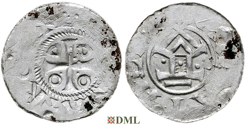 Денарий, Германия, Саксония, Otto III (983-1002), м.д. Goslar, type OA