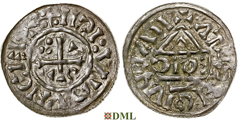 Денарий, Германия, Бавария, Heinrich II (1002-1024), м.д. Nabburg, монетарий ECIC, Hahn 1976, 74b1