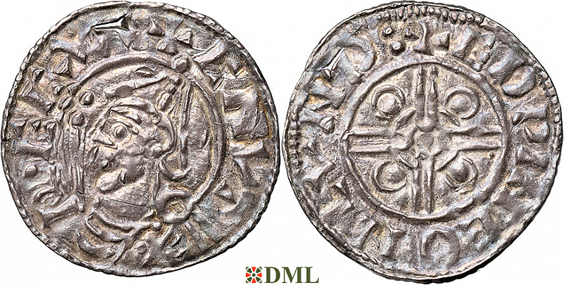 Денарий, Англия, Cnut (1016-1035), м.д. London, монетарий Ælfgeat, North 787