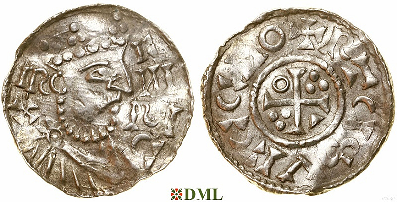 Денарий, Германия, Бавария, Heinrich II (1002-1024), м.д. Regensburg, монетарий ECCHO, Hahn 1976, 29b2.5