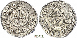 Денарий, Германия, Бавария, Heinrich IV (995-1002), м.д. Regensburg, монетарий WICI, Hahn 1976, 25e1