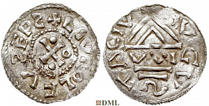 Денарий, Германия, Швабия, Liutolf (989-995), м.д. Augsburg, монетарий WI, Hahn 1976, 138a1