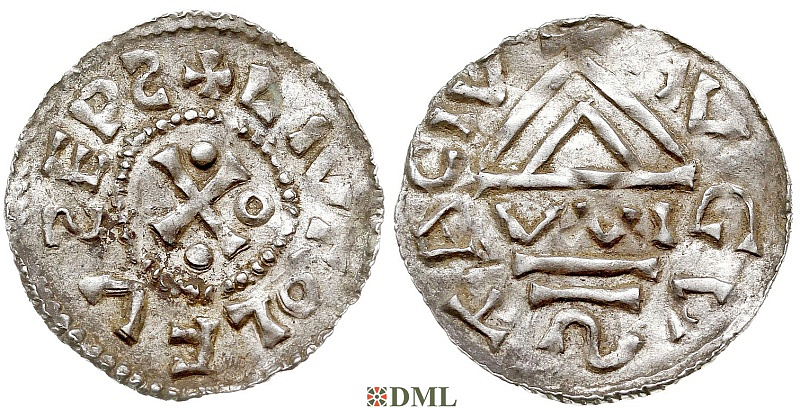Денарий, Германия, Швабия, Liutolf (989-995), м.д. Augsburg, монетарий WI, Hahn 1976, 138a1