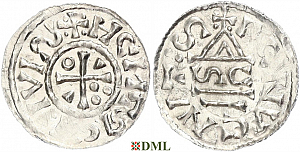 Денарий, Германия, Бавария, Heinrich II (1002-1024), м.д. Regensburg, монетарий SC, Hahn 1976, 27h4