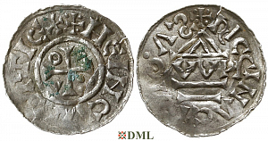 Денарий, Германия, Бавария, Kg. Heinrich II (1002-1014), м.д. Regensburg, монетарий WN, Hahn 1976, 27j1