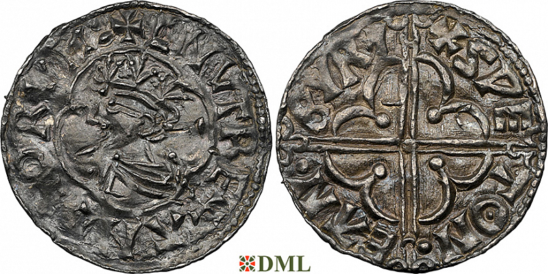 Денарий, Англия, Cnut (1016-1035), м.д. Cadbury, монетарий Swet, North 781