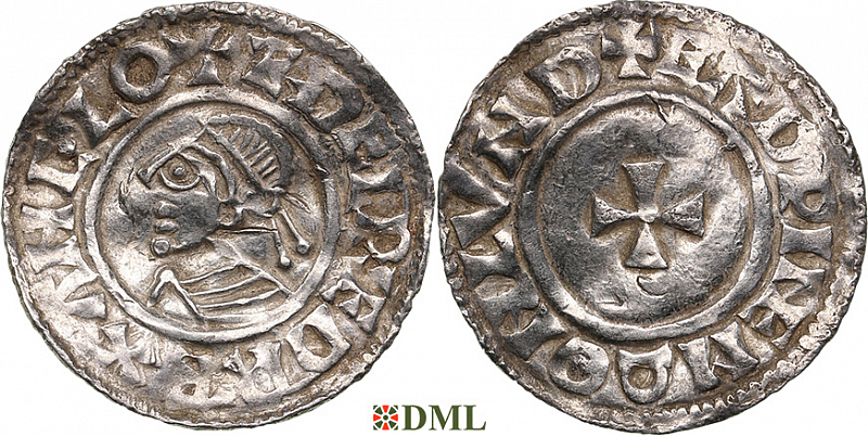 Денарий, Англия, Æthelred II (978-1016), м.д. London, монетарий Eadwine, North 777