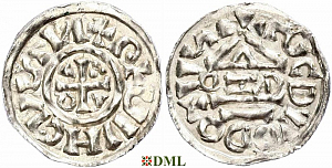 Денарий, Германия, Бавария, Heinrich II (1002-1024), м.д. Salzburg, монетарий OZO, Hahn 1976, 89a5