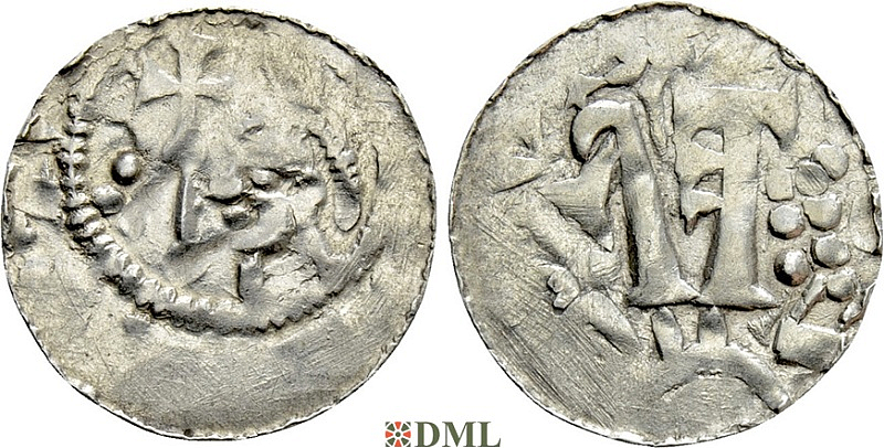 Денарий, Германия, Саксония, Adalbert (1043-1072), м.д. Bremen, Dbg. 1777