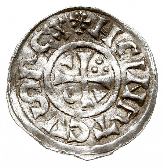 Денарий, Германия, Бавария, Heinrich II (1002-1024), м.д. Cham, монетарий HECIL, Hahn 1976, 80a1.2