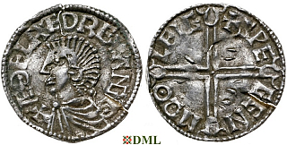 Денарий, Англия, Æthelred II (978-1016), м.д. Chester, монетарий Swegen, North 774