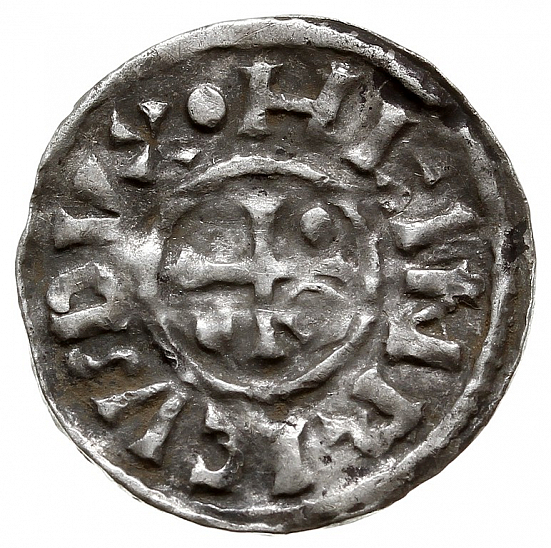 Денарий, Германия, Бавария, Hg. Heinrich II (985-995), м.д. Regensburg, монетарий CVAL, Hahn 1976, 22d1