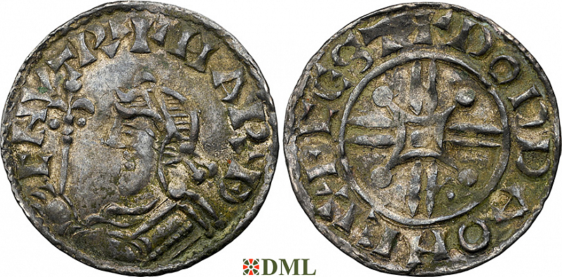 Денарий, Англия, Harthaknut (1035-1042), м.д. Exeter, монетарий Dodda, North 811