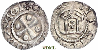 Денарий, Германия, Франкония, Otto II (973-983) - Otto III (983–1002), м.д. Mainz, Dbg. 777