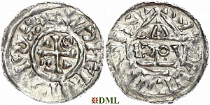 Денарий, Германия, Бавария, Heinrich II (1002-1024), м.д. Regensburg, монетарий HƆOV, Hahn 1976, 27i1