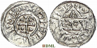 Денарий, Германия, Бавария, Heinrich II (1002-1024), м.д. Regensburg, монетарий HƆOV, Hahn 1976, 27i1