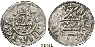 Денарий, Германия, Бавария, Heinrich II (1002-1024), м.д. Regensburg, монетарий OWИ, Hahn 1976, 27j1