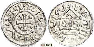Денарий, Германия, Бавария, Heinrich II (1002-1024), м.д. Regensburg, монетарий ICIC, Hahn 1976, 27b2