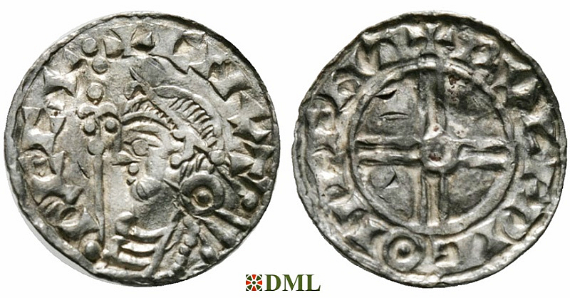 Денарий, Англия, Knut (1016-1035), м.д. Canterbury, монетарий Wulfwig, North 790