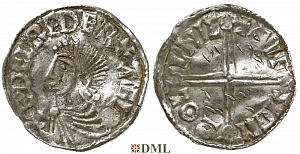 Денарий, Англия, Æthelred II (978-1016), м.д. Lincoln, монетарий Ælfsige, North 774
