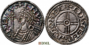 Денарий, Англия, Cnut (1016-1035), м.д. Exeter, монетарий Edsige, North 790