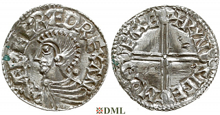 Денарий, Англия, Æthelred II (978-1016), м.д. Exeter, монетарий Wynsige, North 774