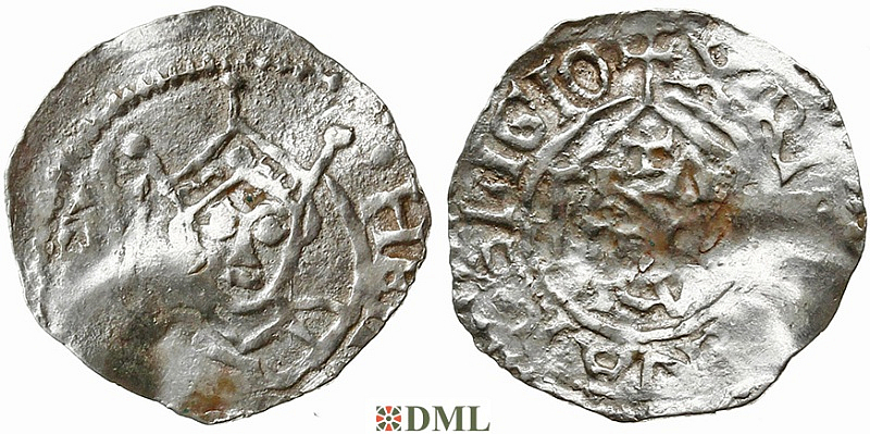 Денарий, Германия, Нижняя Лотарингия, Heinrich II (1002-1024), м.д. Utrecht, Ilisch 2000, 10.1