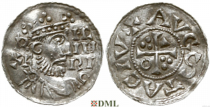 Денарий, Германия, Швабия, Heinrich II (1002-1024), м.д. Augsburg, Hahn 1976, 145.18