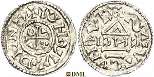 Денарий, Германия, Бавария, Heinrich II (1002-1024), м.д. Regensburg, монетарий EИCI, Hahn 1976, 27d3
