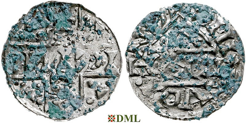 Денарий, Германия, Бавария, Heinrich V (1018-1026), м.д. Regensburg, монетарий HCCE, Hahn 1976, 31d6