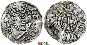 Денарий, Германия, Швабия, Heinrich II (1002-1024), м.д. Augsburg, Hahn 1976, 145.39