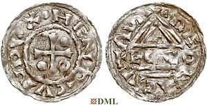 Денарий, Германия, Бавария, Hg. Heinrich II (985-995), м.д. Regensburg, монетарий ECCO, Hahn 1976, 22b2.7