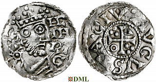 Денарий, Германия, Швабия, Heinrich II (1002-1024), м.д. Augsburg, Hahn 1976, 145.39