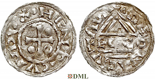 Денарий, Германия, Бавария, Hg. Heinrich II (985-995), м.д. Regensburg, монетарий ECCO, Hahn 1976, 22b2.7