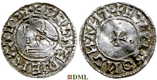 Денарий, Англия, Æthelred II (978-1016), м.д. Cambridge, монетарий Ælfwig, North 777