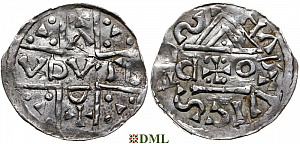 Денарий, Германия, Бавария, Hartwig (1009-1023) и Adalbero (1012-1035), м.д. Salzburg, мон. P✠O, Hahn 1976, 102a1