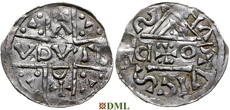 Денарий, Германия, Бавария, Hartwig (1009-1023) и Adalbero (1012-1035), м.д. Salzburg, мон. P✠O, Hahn 1976, 102a1